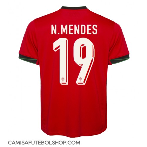 Camisa de time de futebol Portugal Nuno Mendes #19 Replicas 1º Equipamento Europeu 2024 Manga Curta